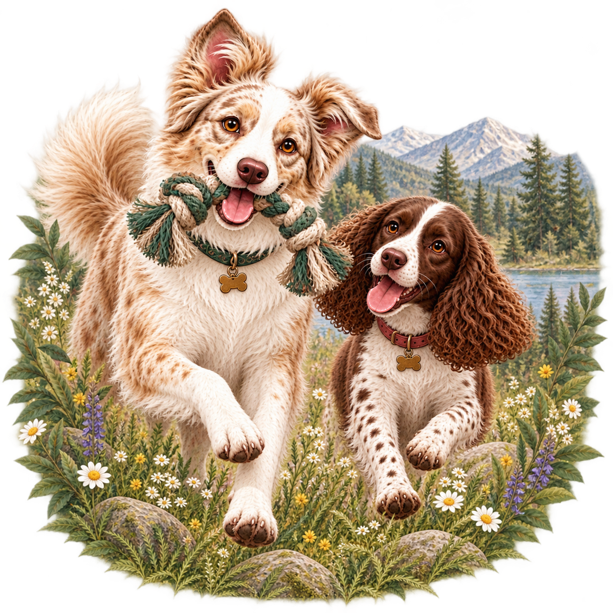 Merlin et Willow jouent ensemble en pleine nature