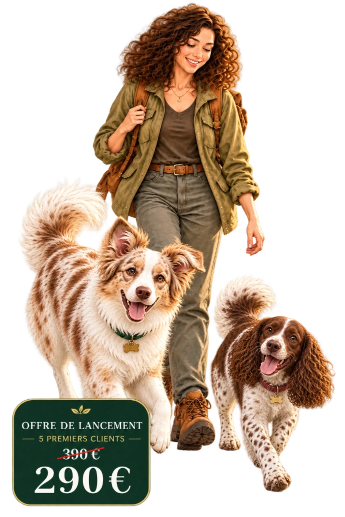 Aurore avec Merlin et Willow pour découvrir le monde de son chien